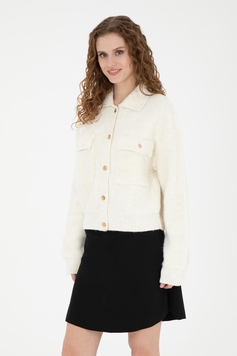 Kadın Krem Triko Hırka