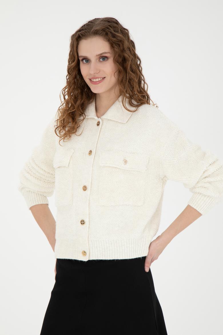 Kadın Krem Triko Hırka - 50269492017