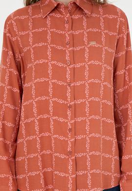 Kadın Kiremit Uzun Kollu Gömlek - 50272138018