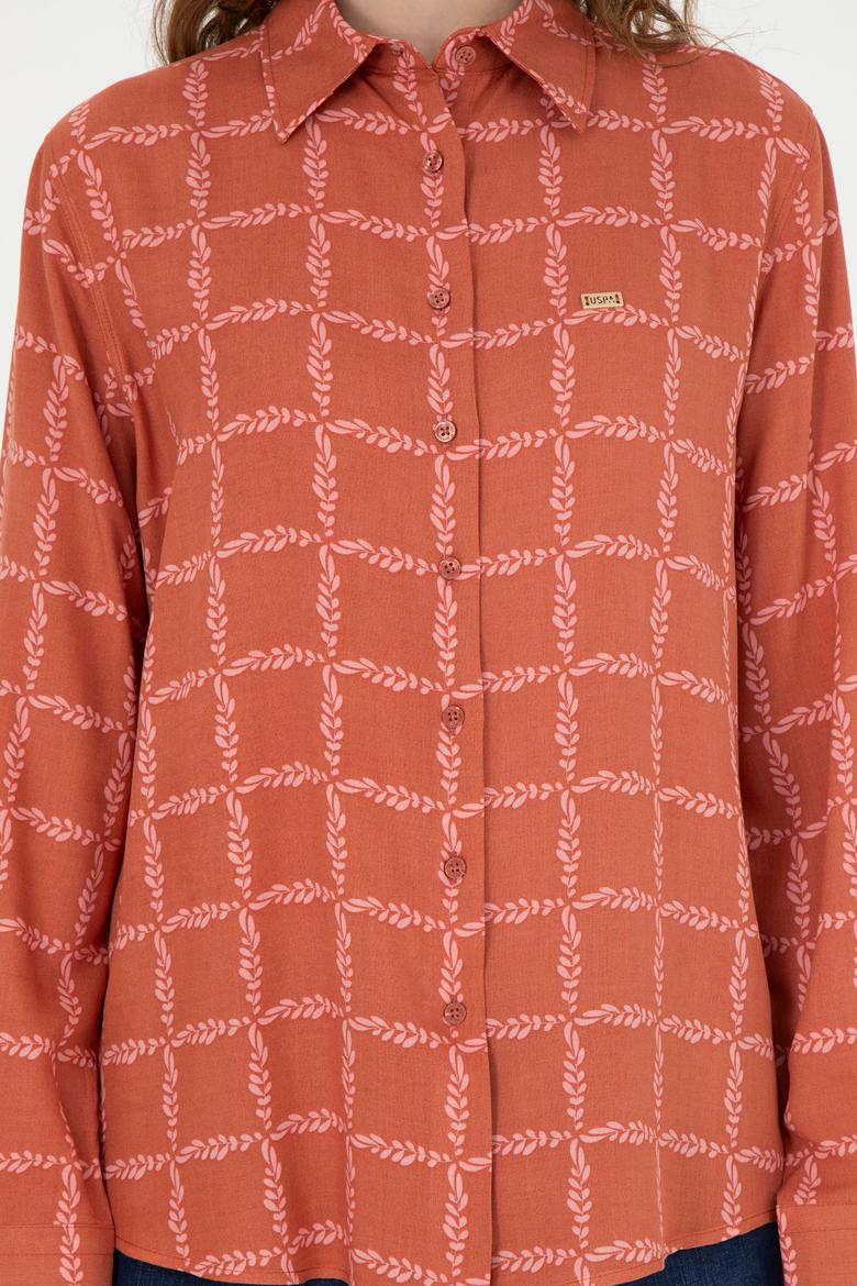 Kadın Kiremit Uzun Kollu Gömlek - 50272138018