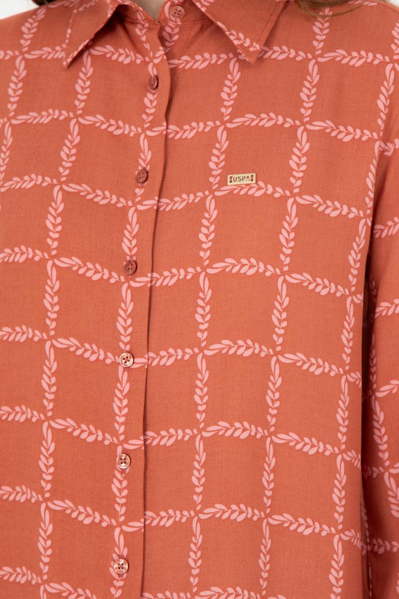 Kadın Kiremit Uzun Kollu Gömlek - 50272138018