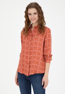 Kadın Kiremit Uzun Kollu Gömlek - 50272138018