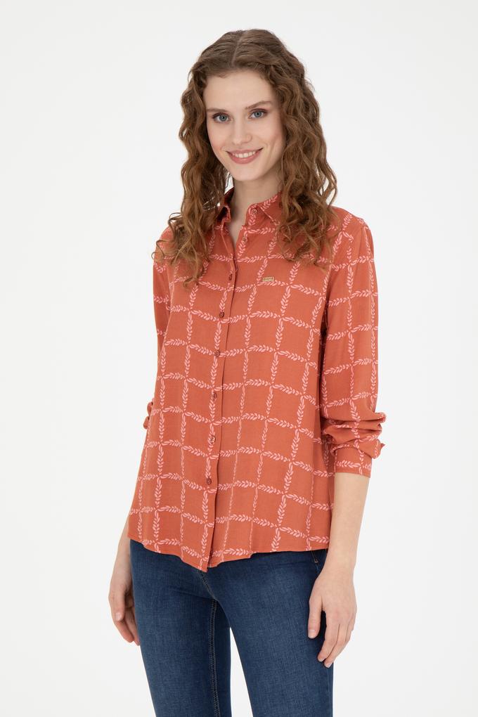 Kadın Kiremit Uzun Kollu Gömlek