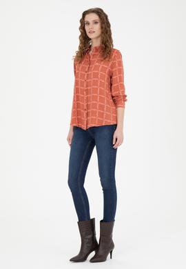 Kadın Kiremit Uzun Kollu Gömlek - 50272138018