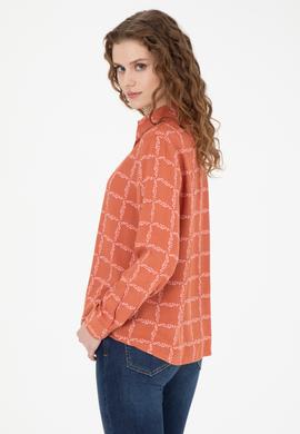 Kadın Kiremit Uzun Kollu Gömlek - 50272138018