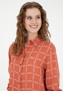 Kadın Kiremit Uzun Kollu Gömlek - 50272138018