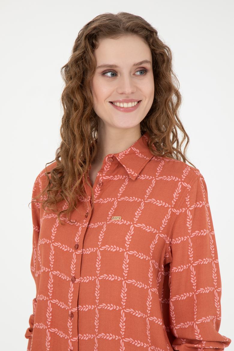 Kadın Kiremit Uzun Kollu Gömlek - 50272138018