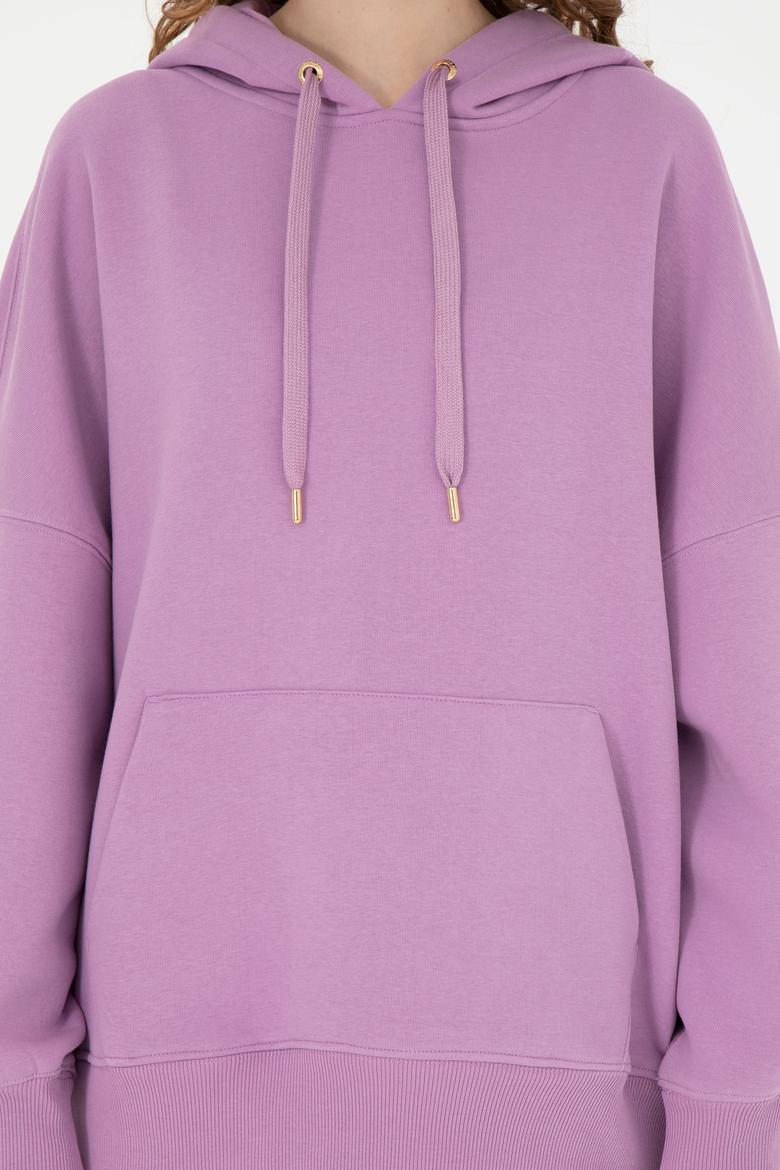 Kadın Lila Kapüşonlu Sweatshirt - 50273081012
