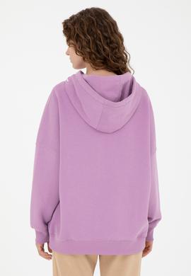Kadın Lila Kapüşonlu Sweatshirt - 50273081012