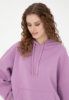 Kadın Lila Kapüşonlu Sweatshirt - 50273081012