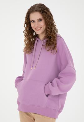 Kadın Lila Kapüşonlu Sweatshirt - 50273081012