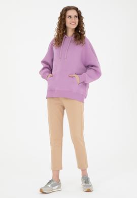 Kadın Lila Kapüşonlu Sweatshirt - 50273081012