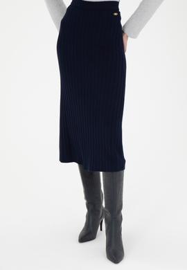 Kadın Lacivert Midi Boy Triko Etek - 50270462008