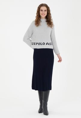 Kadın Lacivert Midi Boy Triko Etek - 50270462008