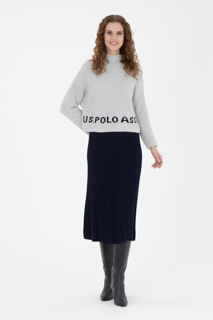 Kadın Lacivert Midi Boy Triko Etek