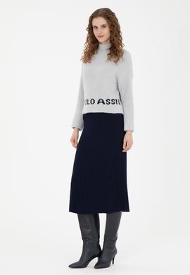 Kadın Lacivert Midi Boy Triko Etek - 50270462008