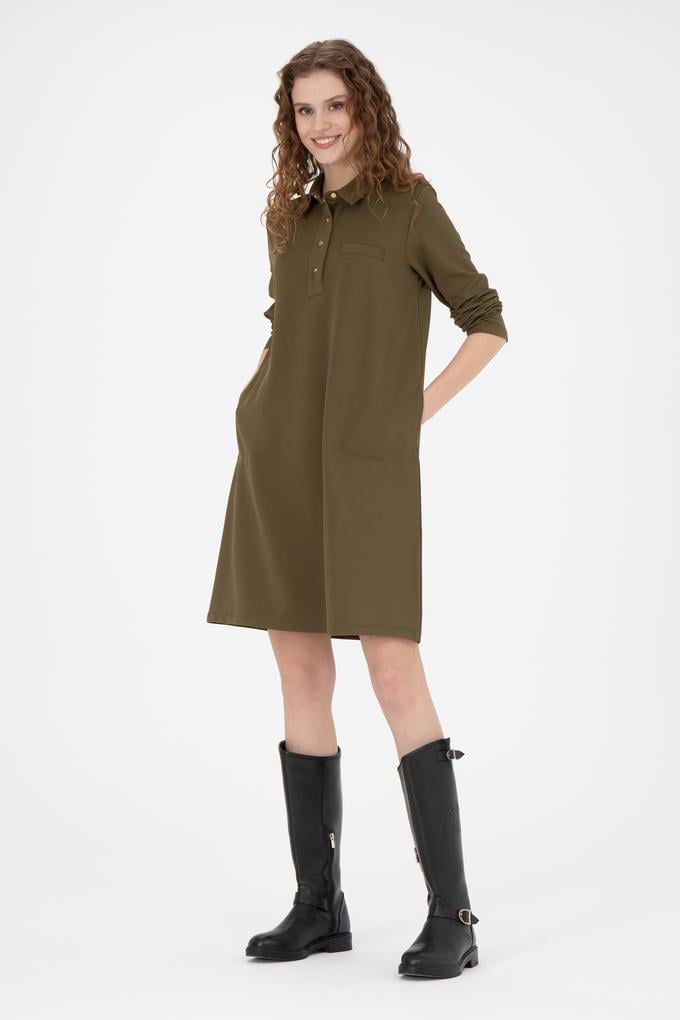 Kadın Haki Örme Elbise