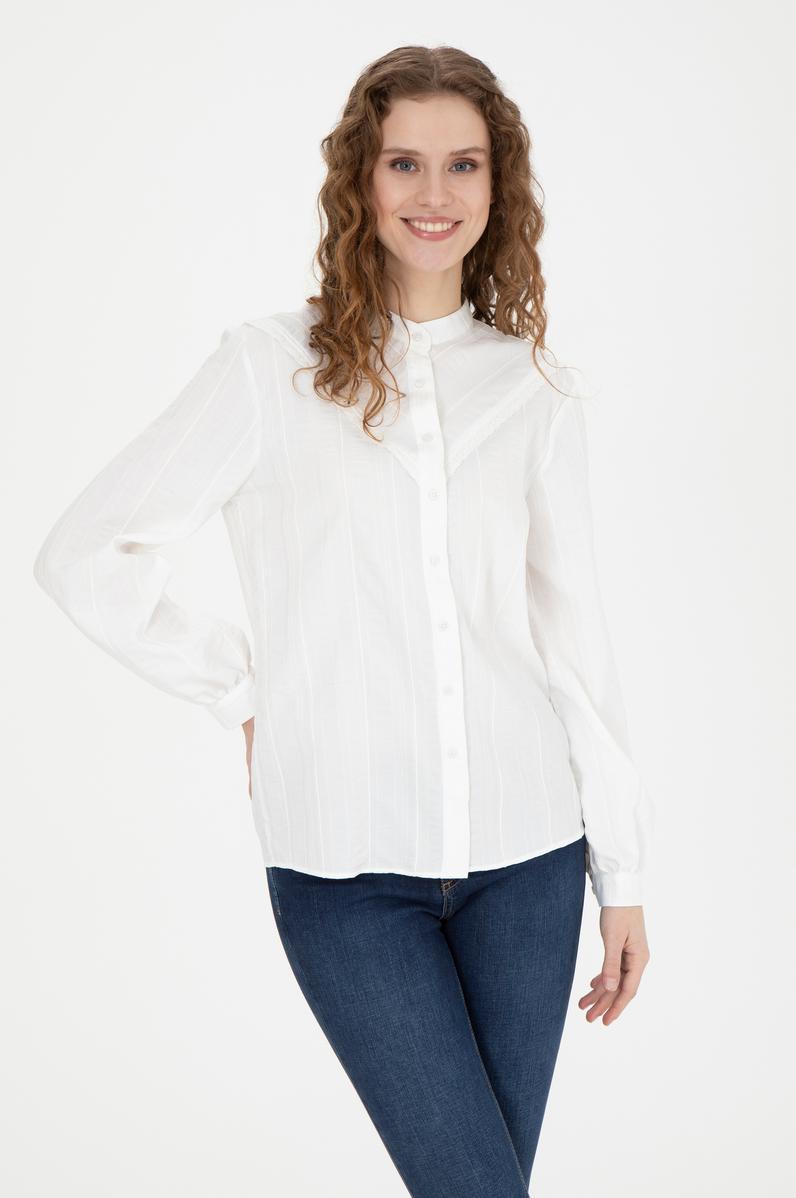 Kadın Beyaz Uzun Kollu Gömlek