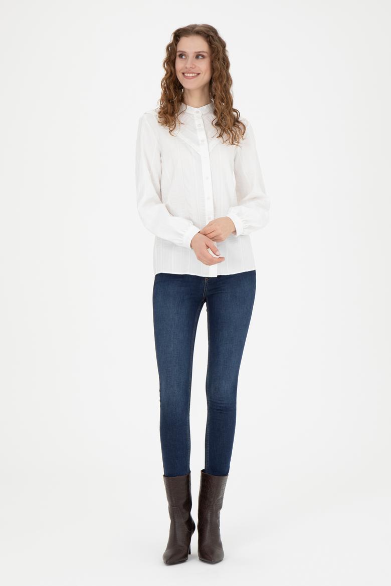 Kadın Beyaz Uzun Kollu Gömlek - 50276357012