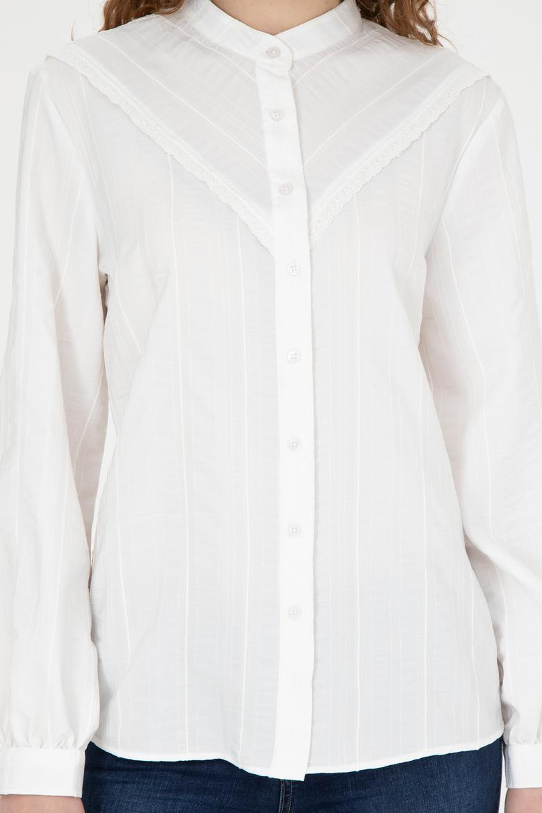 Kadın Beyaz Uzun Kollu Gömlek - 50276357012