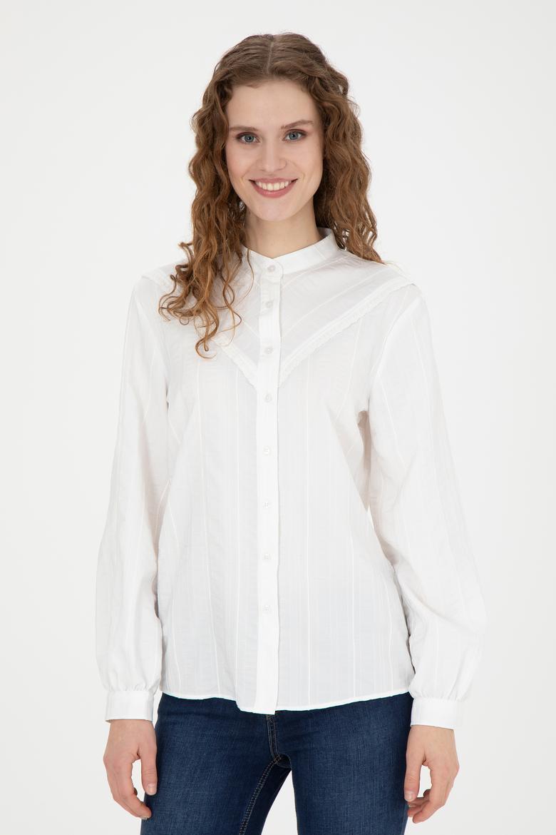 Kadın Beyaz Uzun Kollu Gömlek - 50276357012