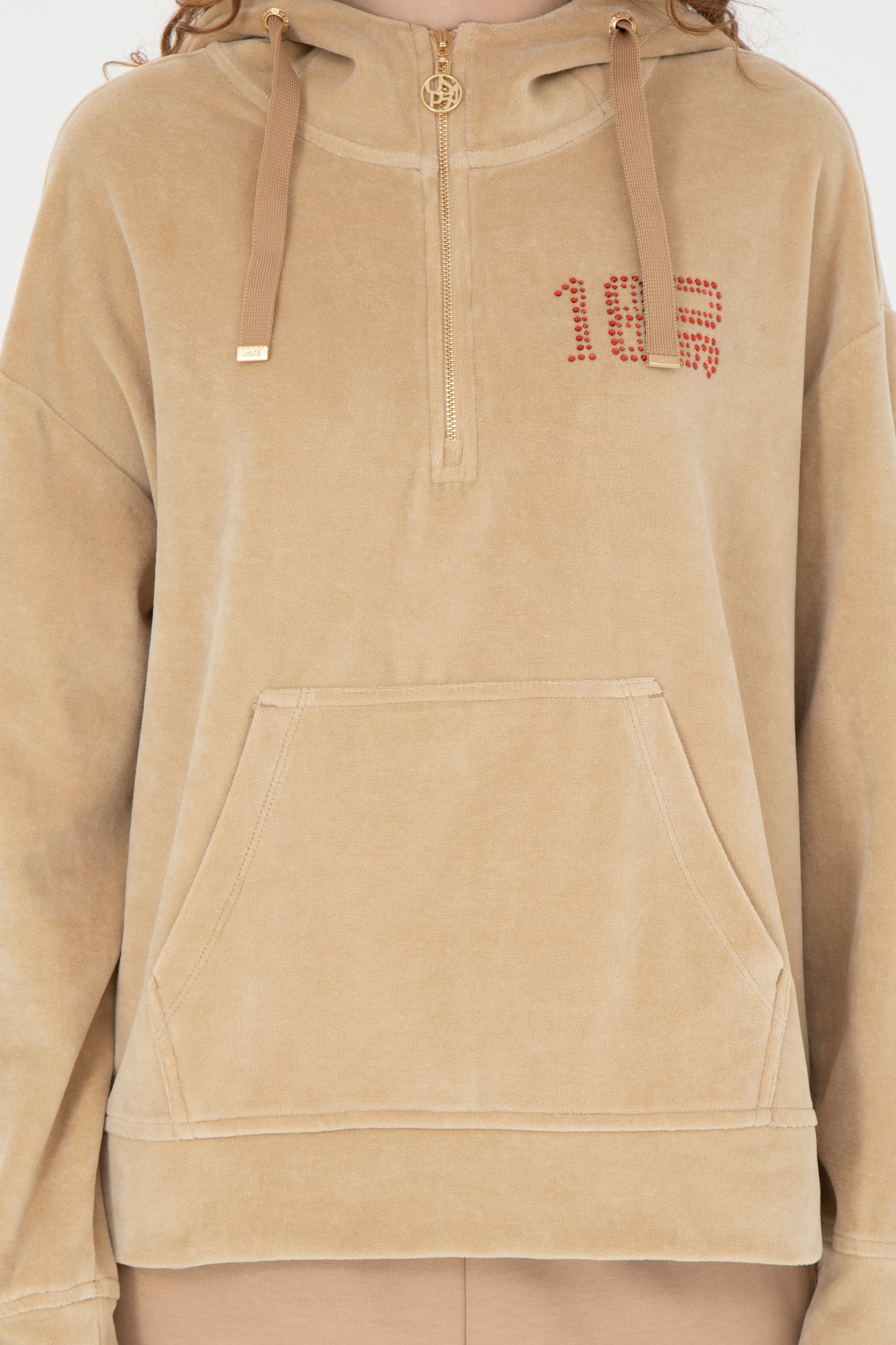 Kadın Kum Kapüşonlu Sweatshirt - Image 6