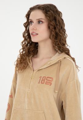 Kadın Kum Kapüşonlu Sweatshirt - 50271593004