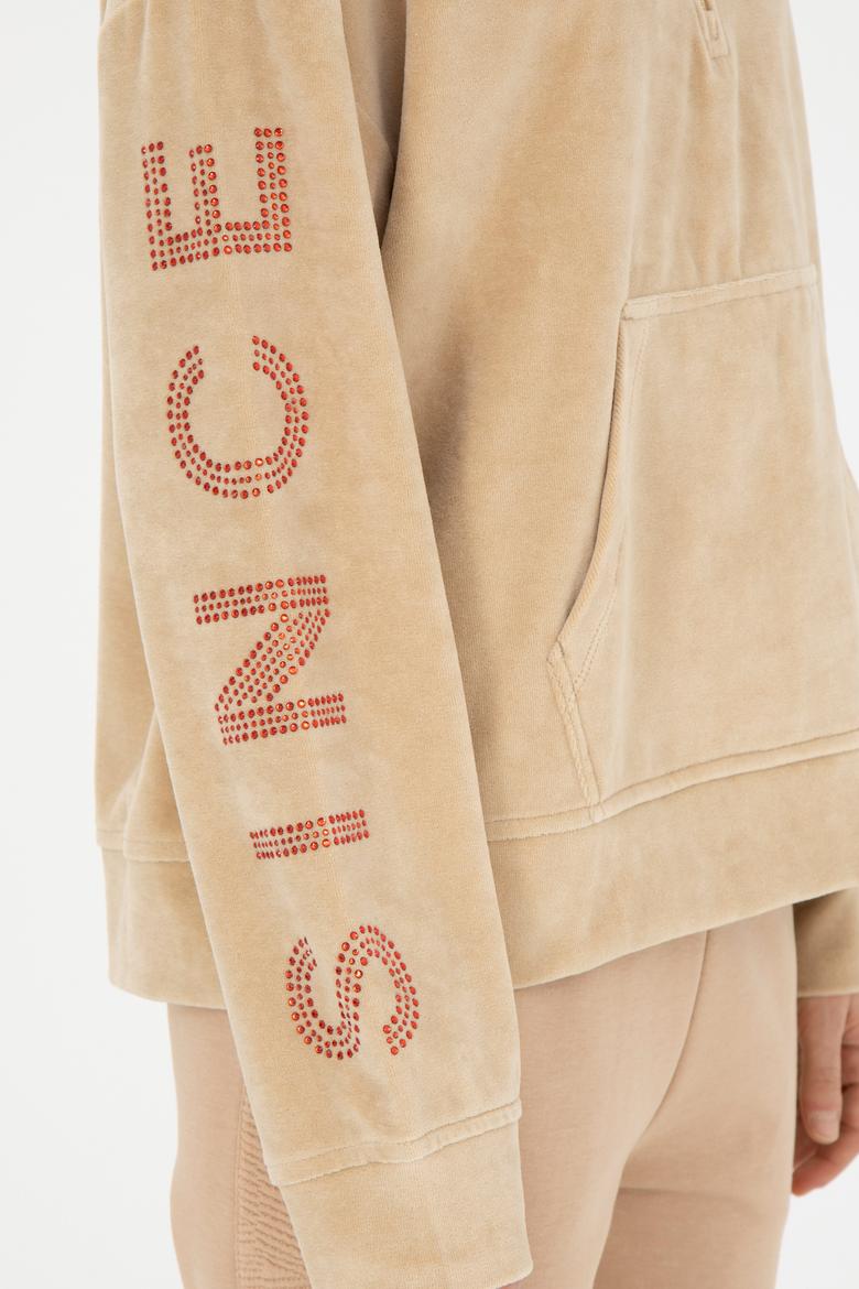 Kadın Kum Kapüşonlu Sweatshirt - 50271593004