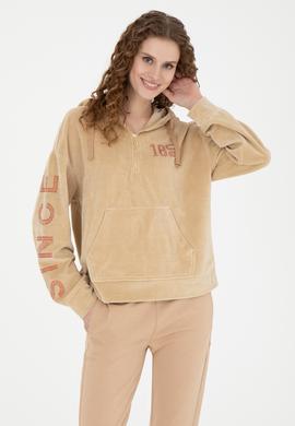 Kadın Kum Kapüşonlu Sweatshirt - 50271593004