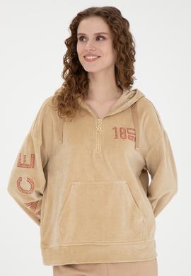 Kadın Kum Kapüşonlu Sweatshirt - 50271593004