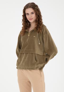 Kadın Haki Kapüşonlu Sweatshirt - 50271594012