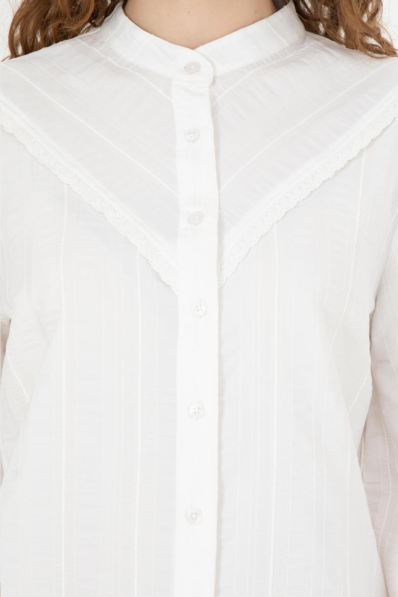 Kadın Beyaz Uzun Kollu Gömlek - 50276357012