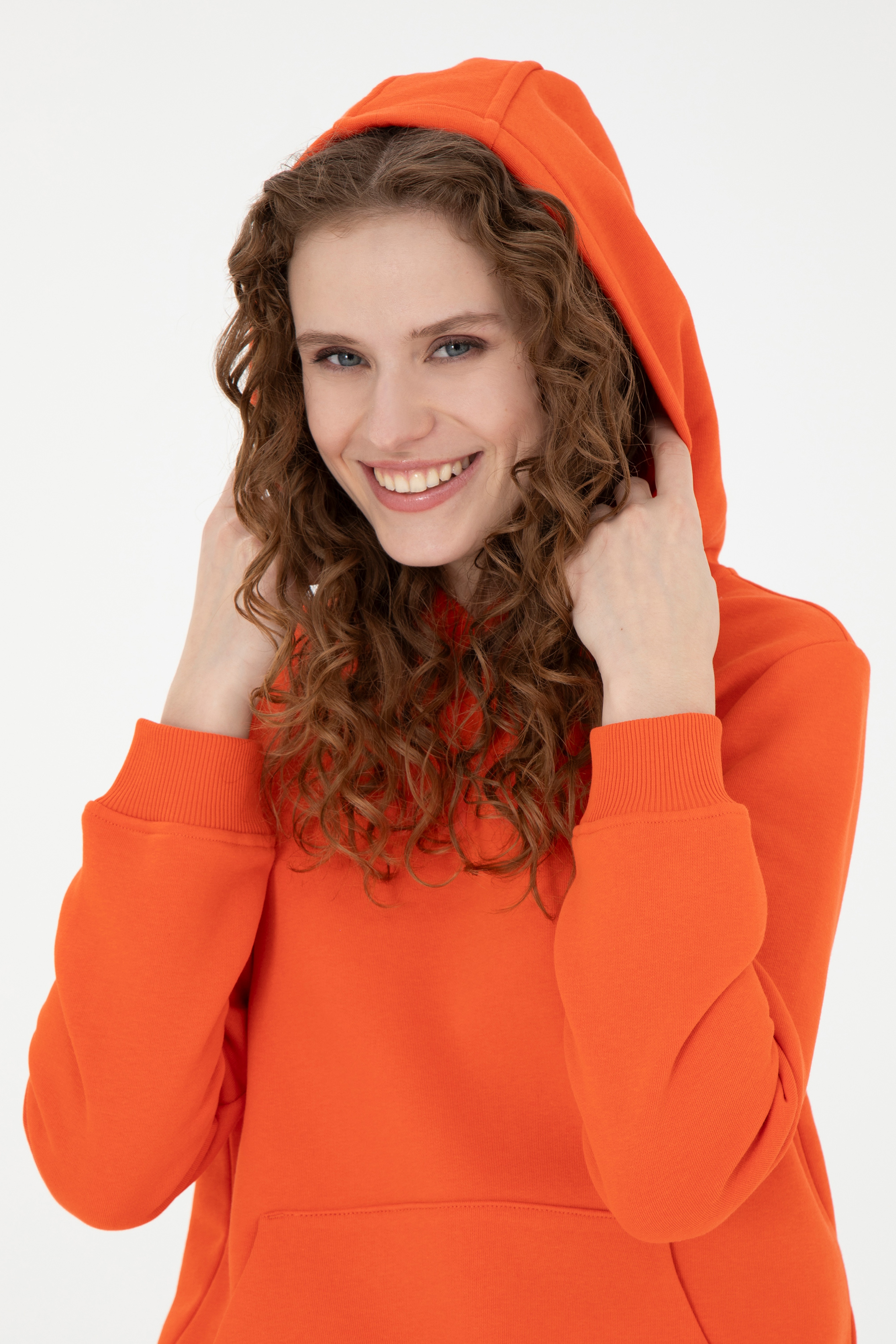 Kadın Turuncu Basic Sweatshirt