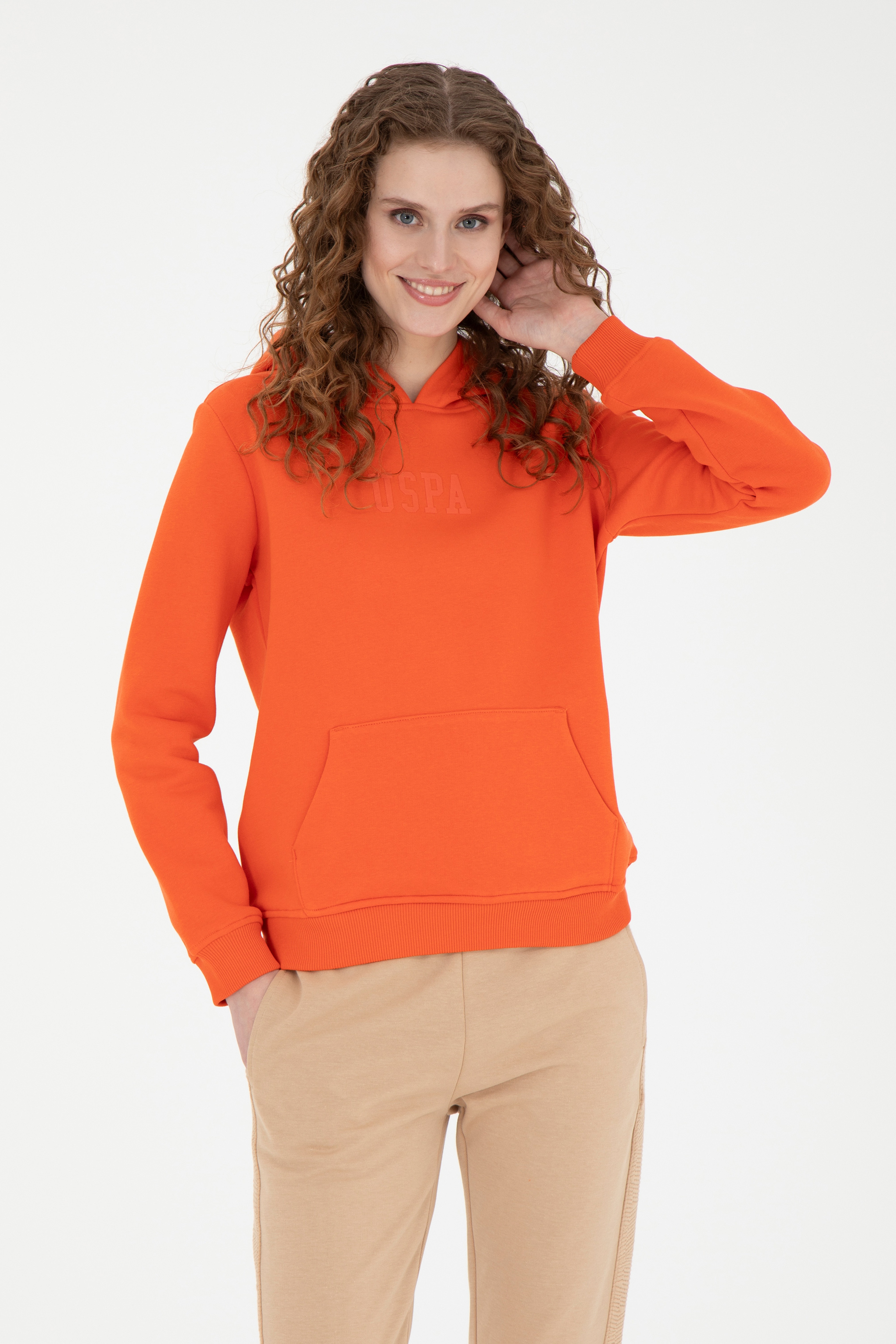 Kadın Turuncu Basic Sweatshirt - Image 1