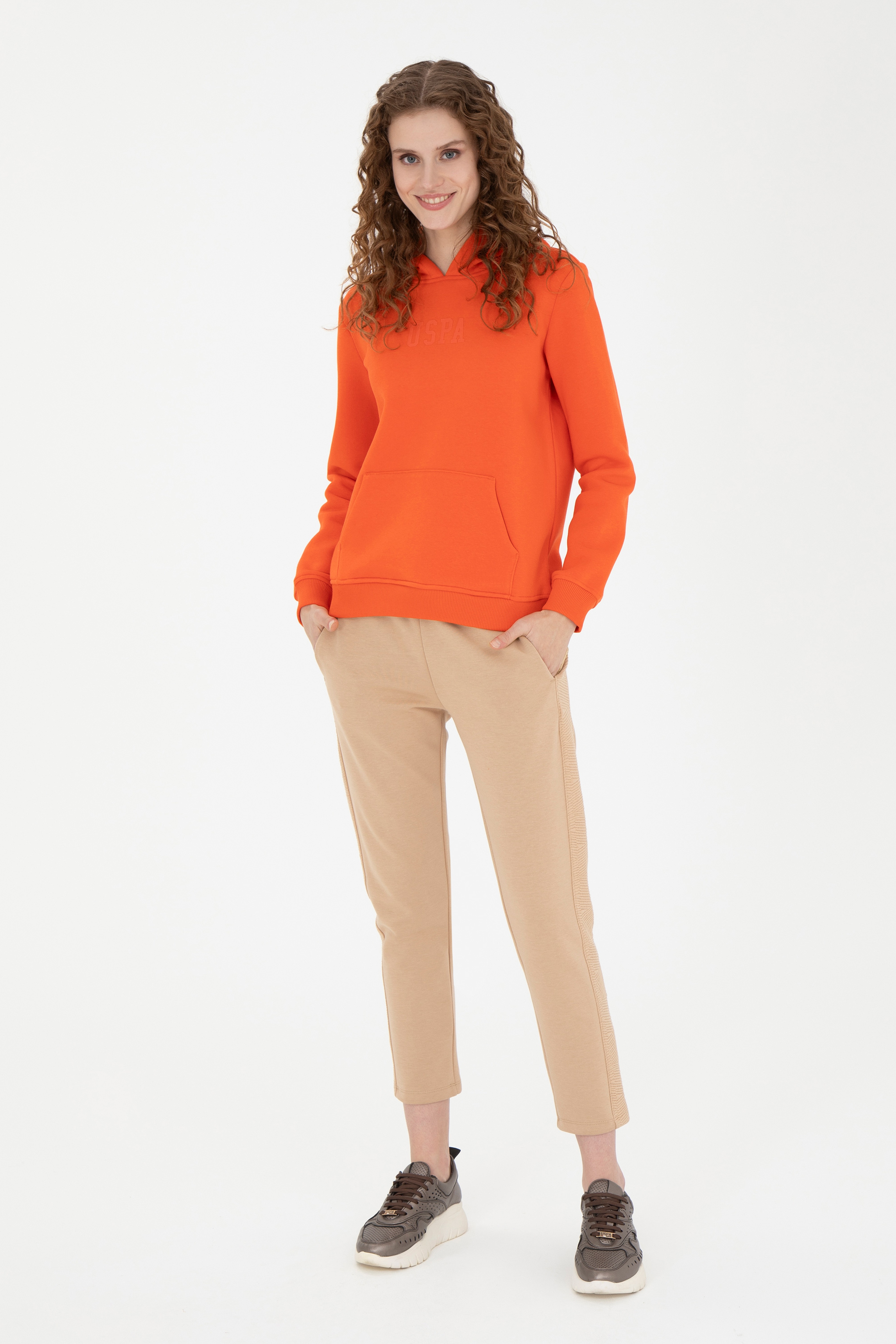 Kadın Turuncu Basic Sweatshirt