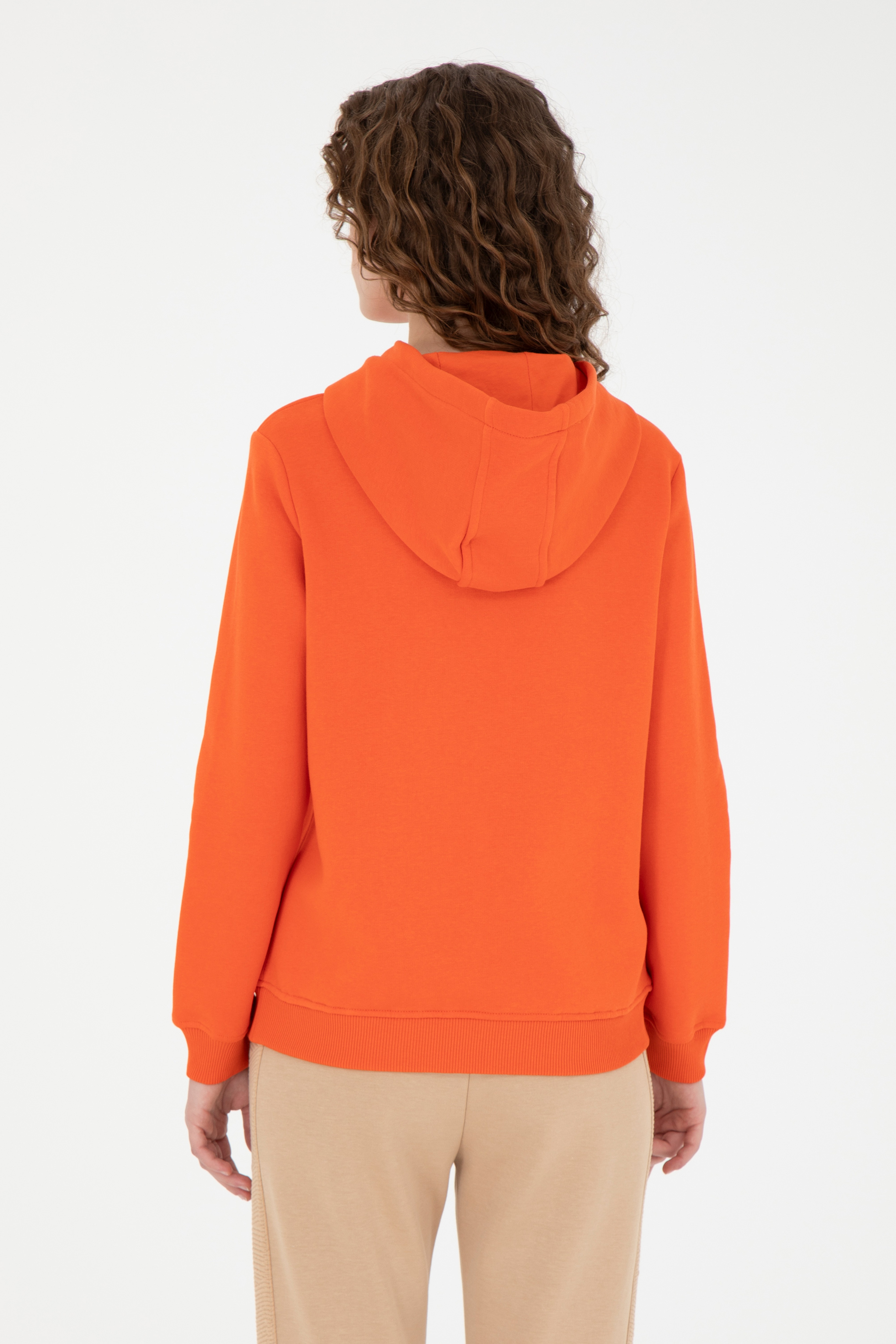 Kadın Turuncu Basic Sweatshirt - Image 5