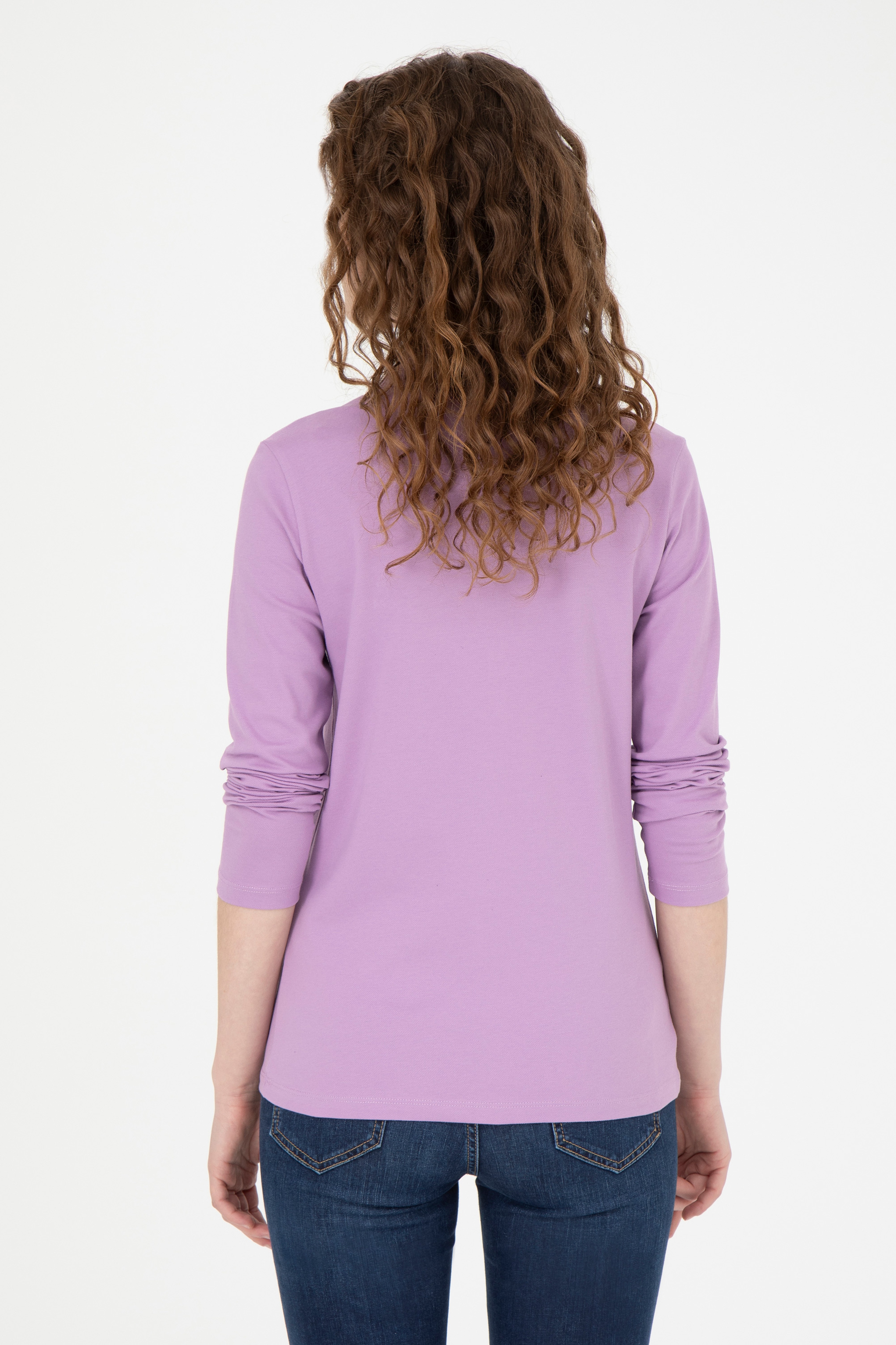 Kadın Lila Basic Sweatshirt - Image 5