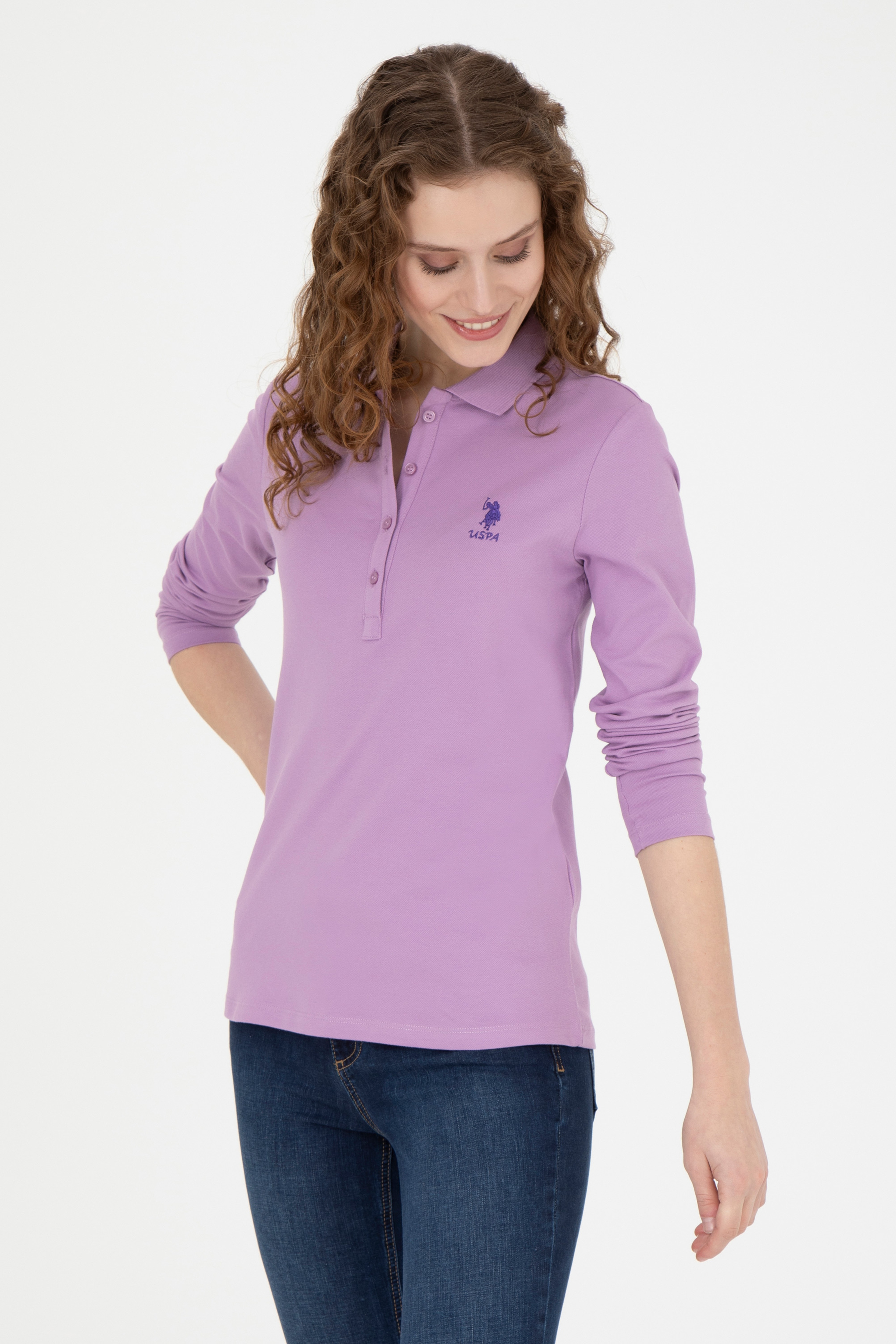 Kadın Lila Basic Sweatshirt
