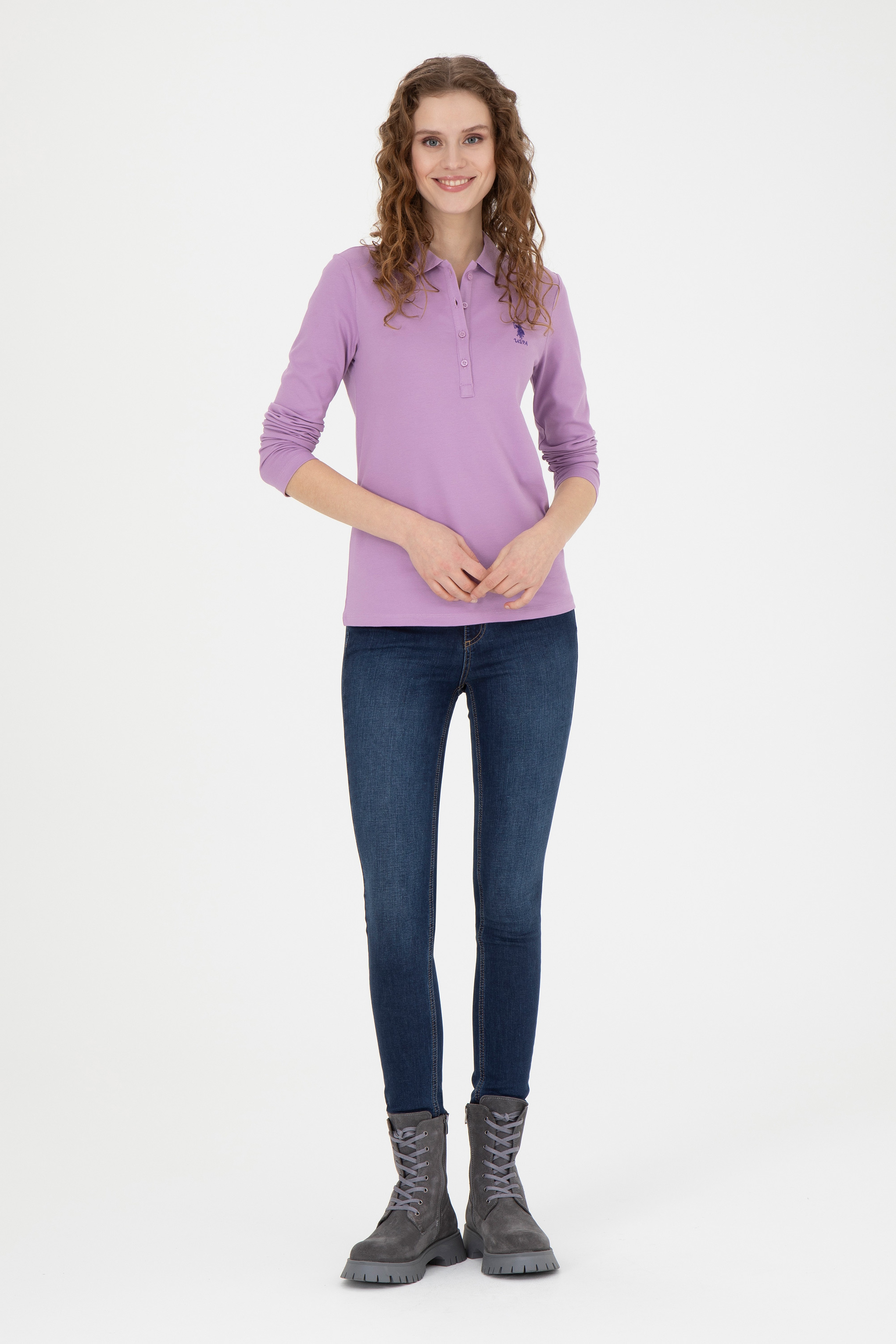 Kadın Lila Basic Sweatshirt