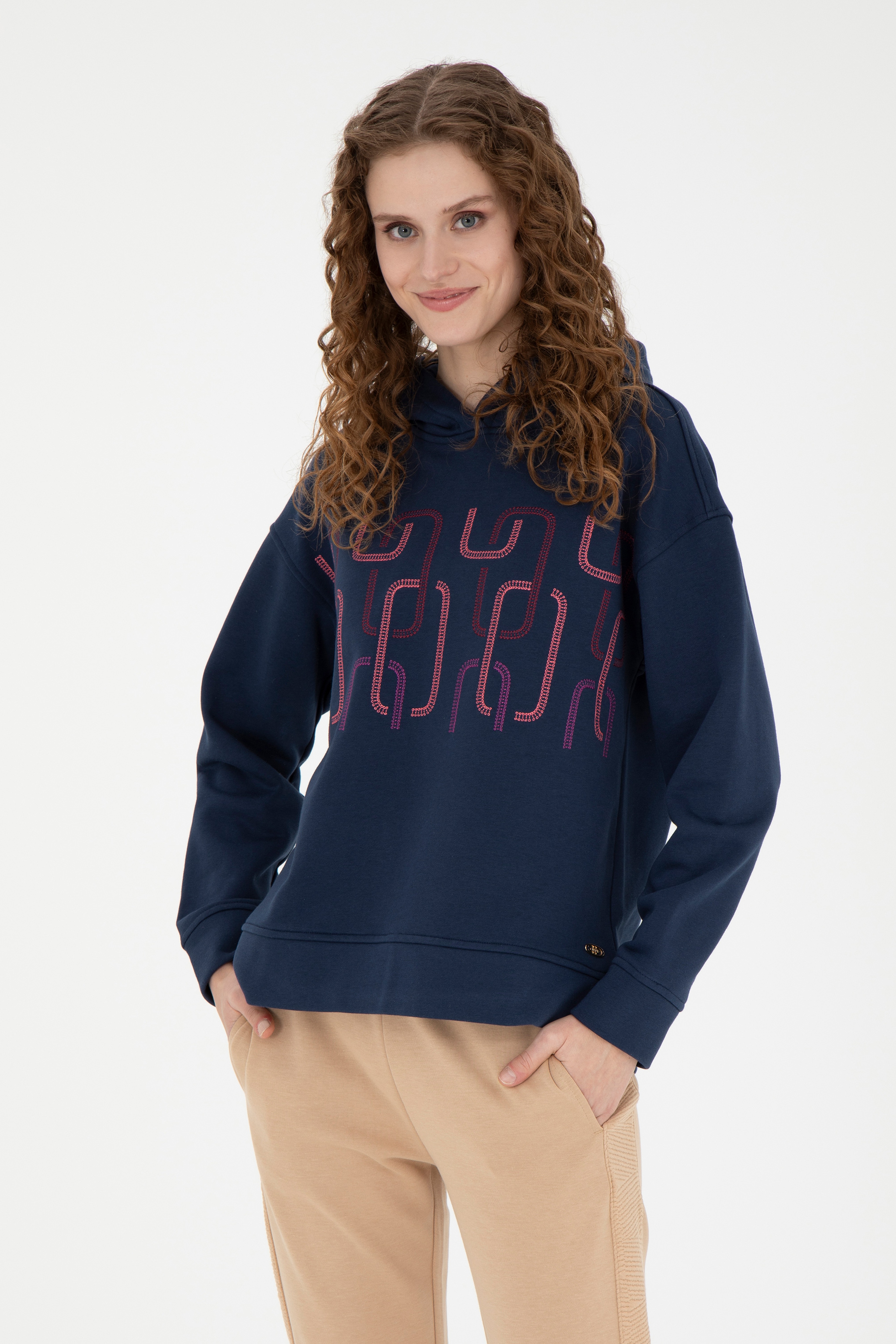 Kadın Lacivert Sweatshirt - Image 3