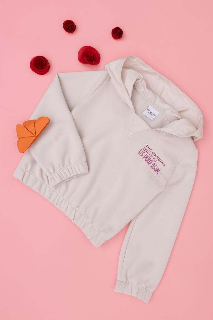 Kız Çocuk Taş Kapüşonlu Sweatshirt