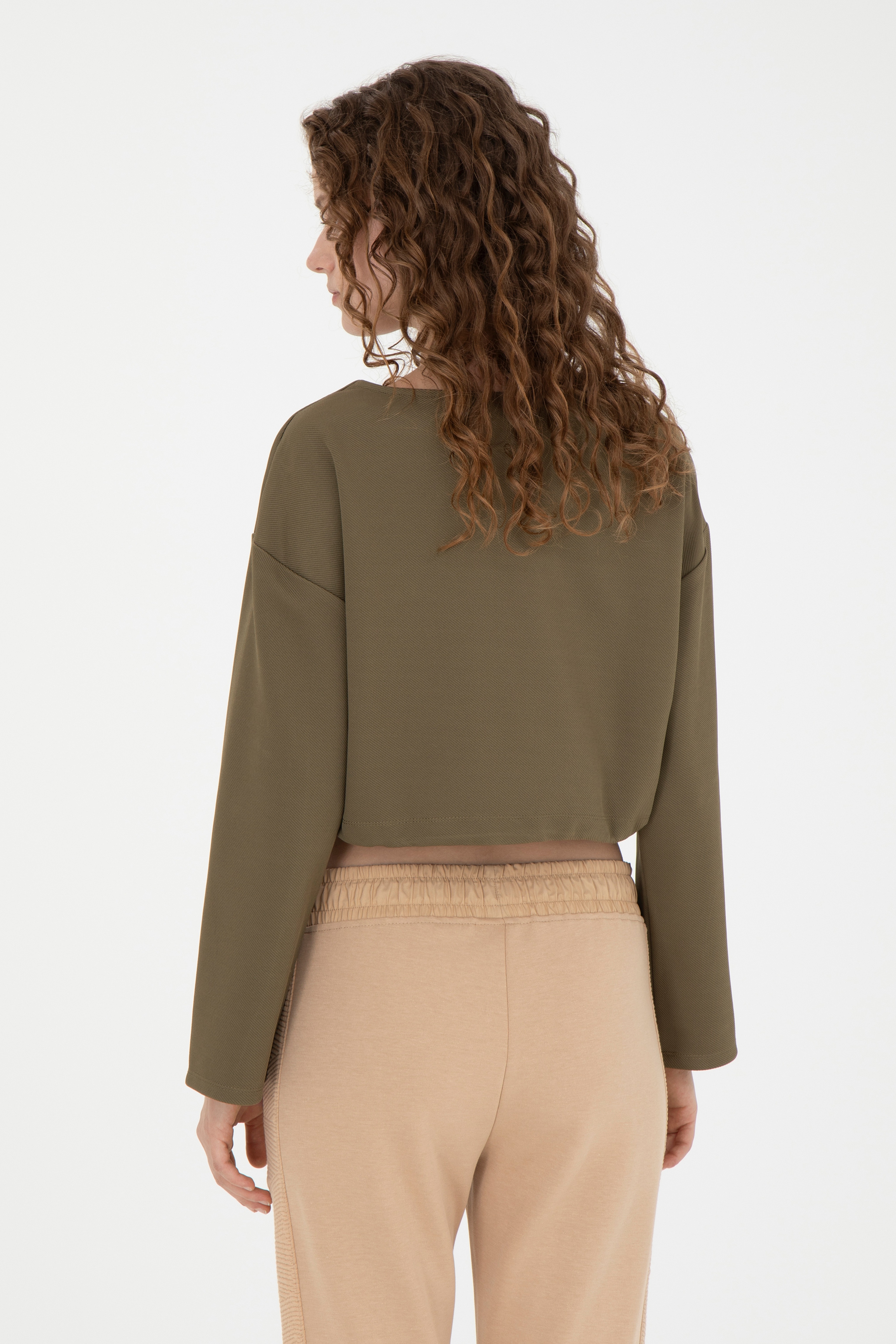 Kadın Haki Sweatshirt - Image 5