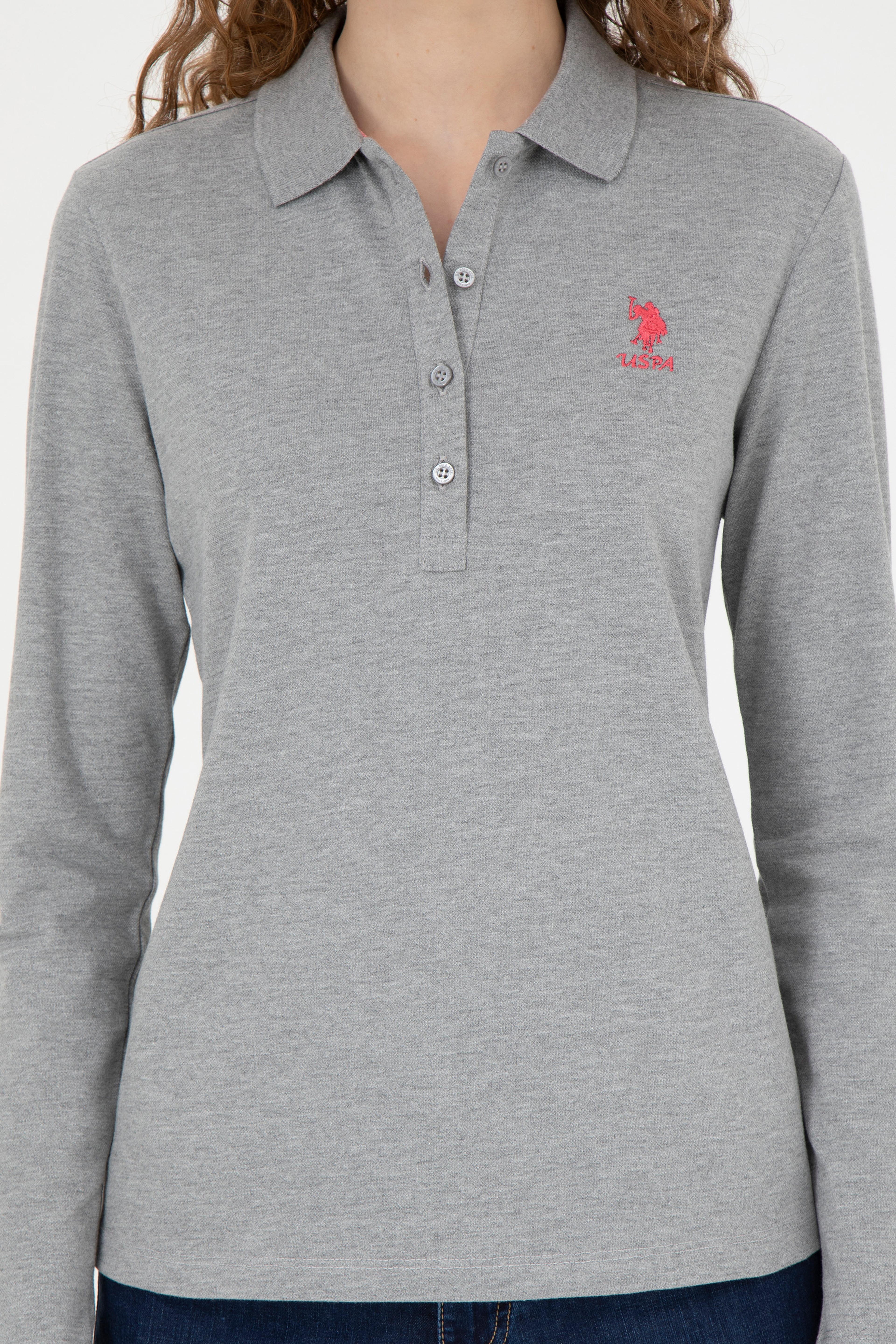 Kadın Gri Melanj Basic Sweatshirt - Image 6