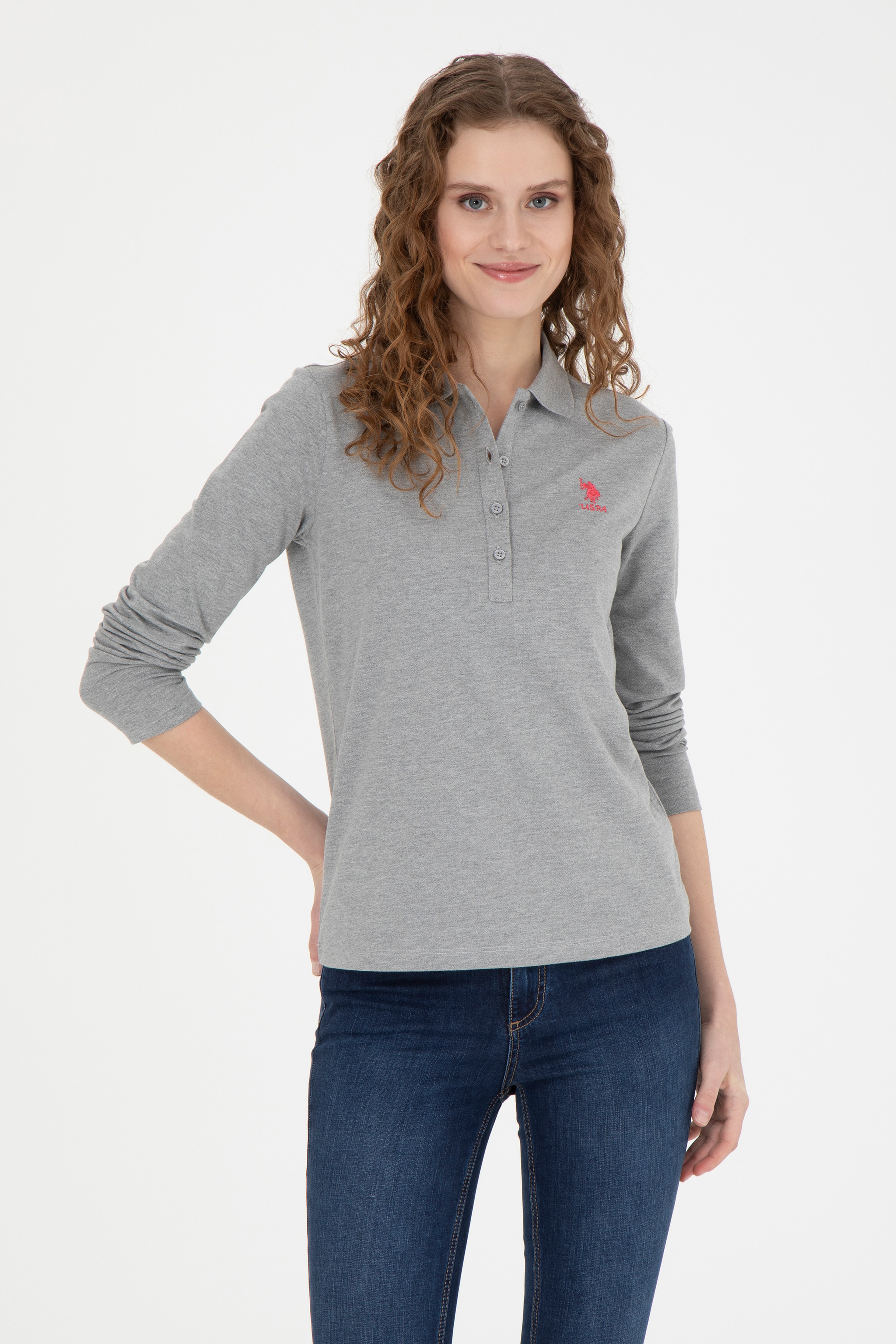 Kadın Gri Melanj Basic Sweatshirt - Image 1