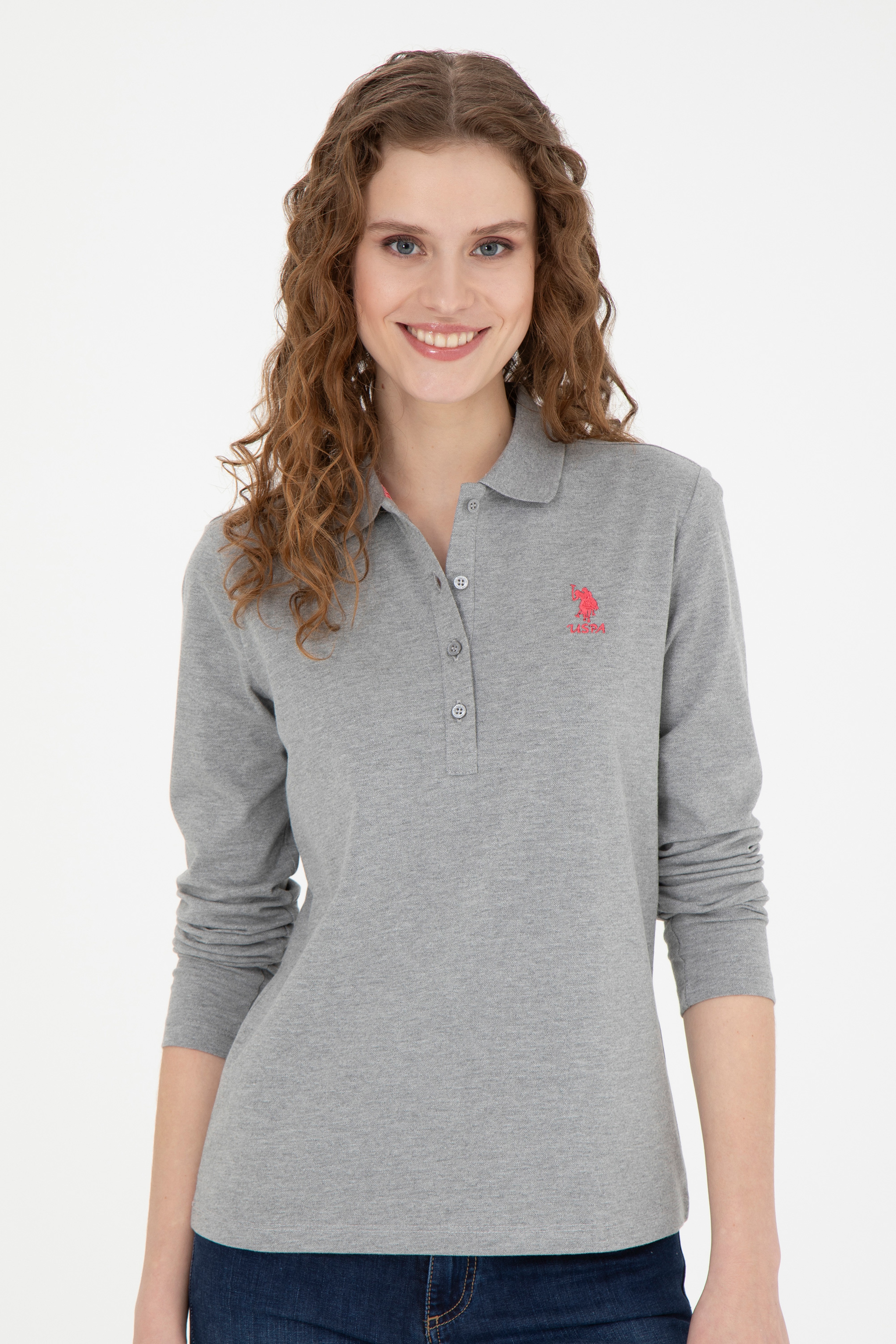 Kadın Gri Melanj Basic Sweatshirt - Image 3