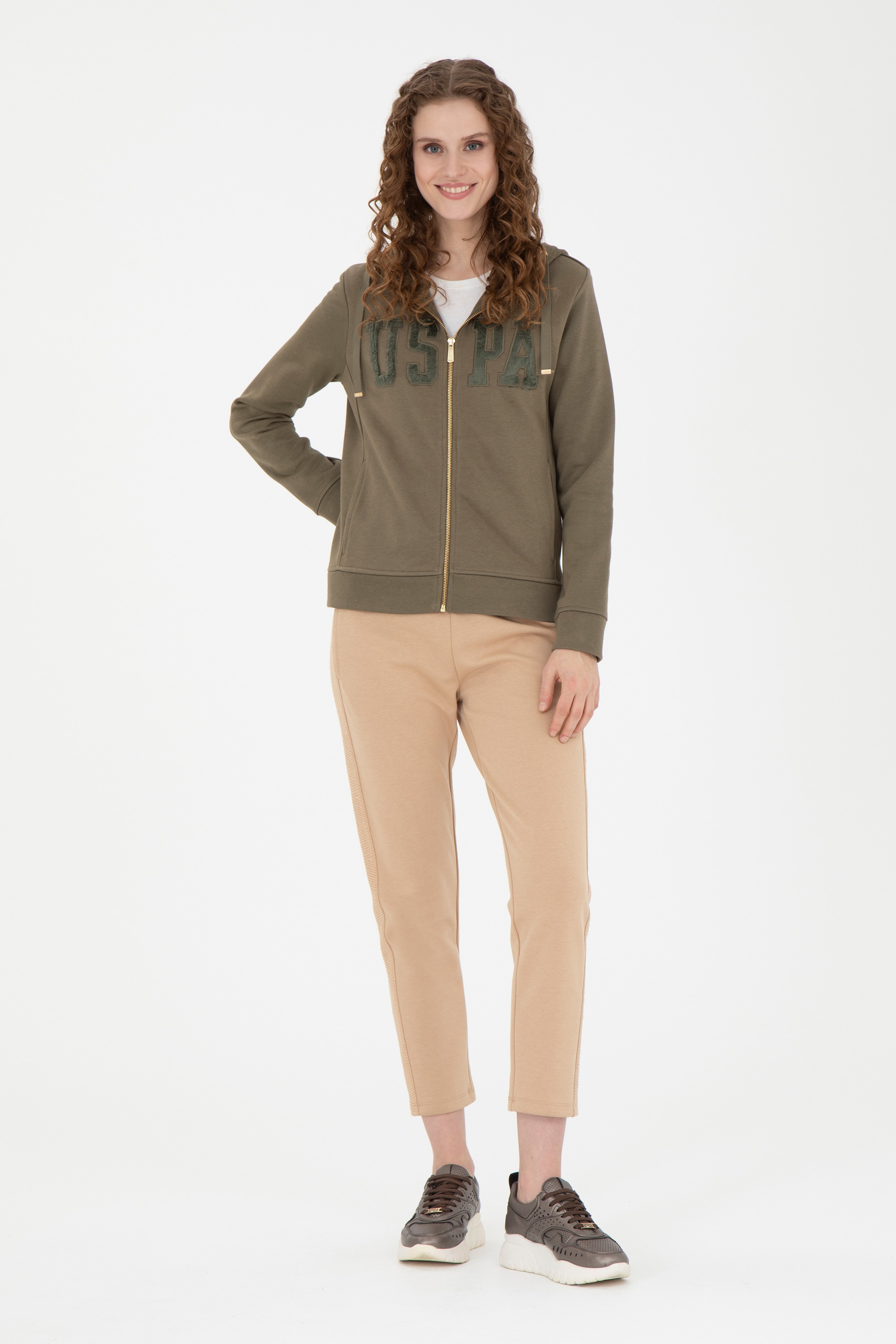 Kadın Haki Basic Sweatshirt - Image 4