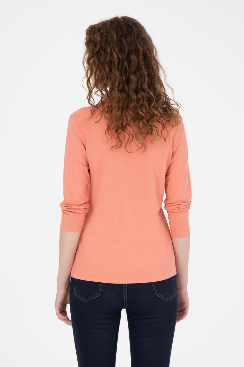 Kadın Somon Basic Polo Yaka Sweatshirt - 50271573042