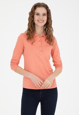 Kadın Somon Basic Polo Yaka Sweatshirt - 50271573042