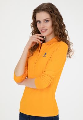 Kadın Turuncu Basic Polo Yaka Sweatshirt - 50271573177