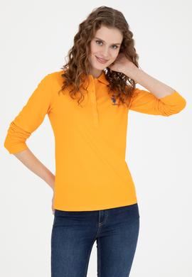 Kadın Turuncu Basic Polo Yaka Sweatshirt - 50271573177